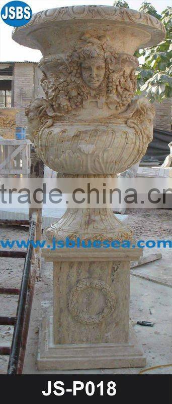 Indoor Polishing Beige Marble Wall Flower Pot For Sale