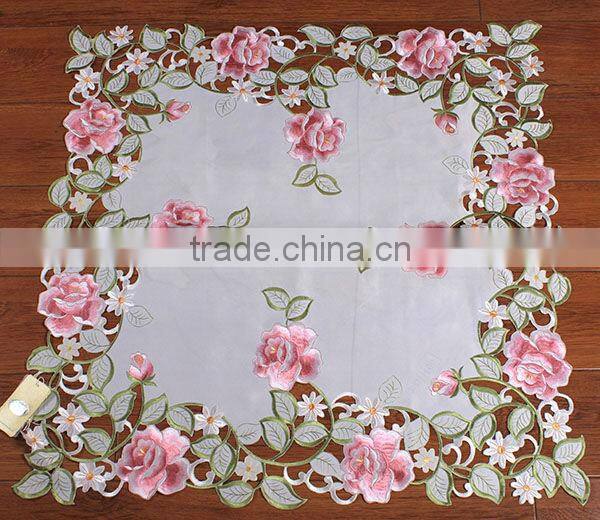 Solid color floral satin table cloth