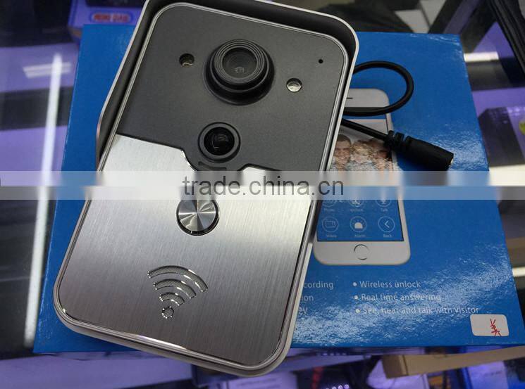 Wifi wireless smart door bell IP peephole camera,Night Vision/take photos/PIR detection/Remote open door