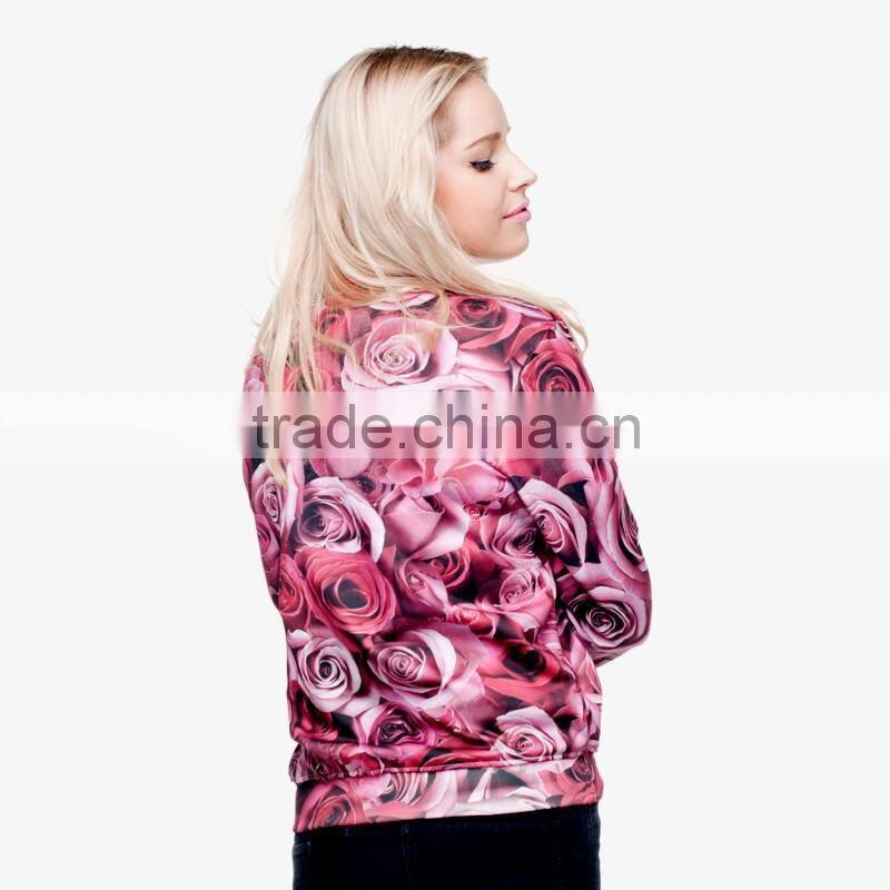 non hooded pink roses high quality 3d digital print fullprint crewneck sweatshirt spring autumn unisex custom oversized pullover