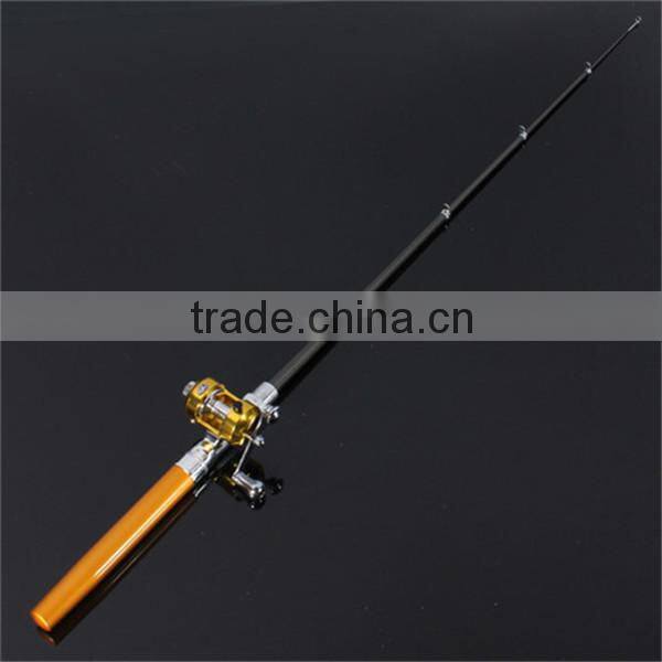 Golden Vara De Pesca Mini Aluminum Pocket Pen Fishing Rod Pole + Reel Sea Fishing Rods Tackle Tool