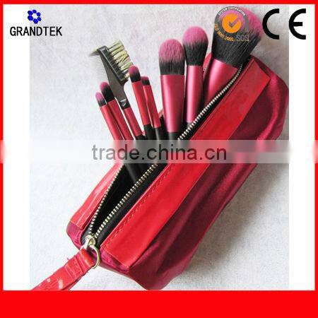 9pcs Shinny Black Makeup Brush Set with flower powder brush