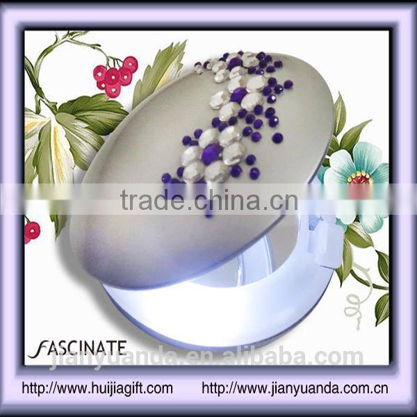 battery makeup mirror compact / foldable hand craft makeup mirror / wallet size pocket mirror with led lights