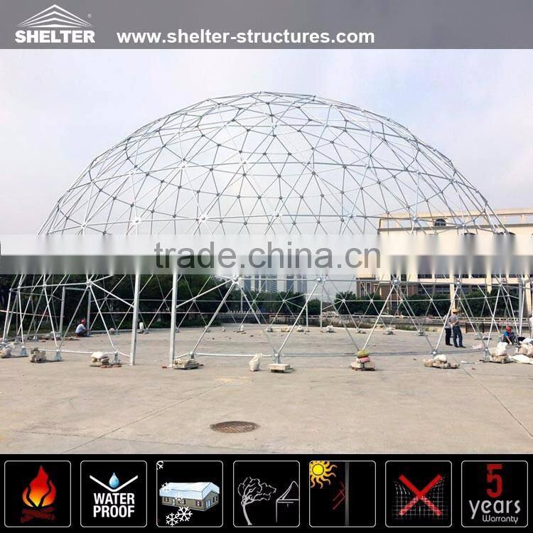 Steel frame structure space dome shed for event