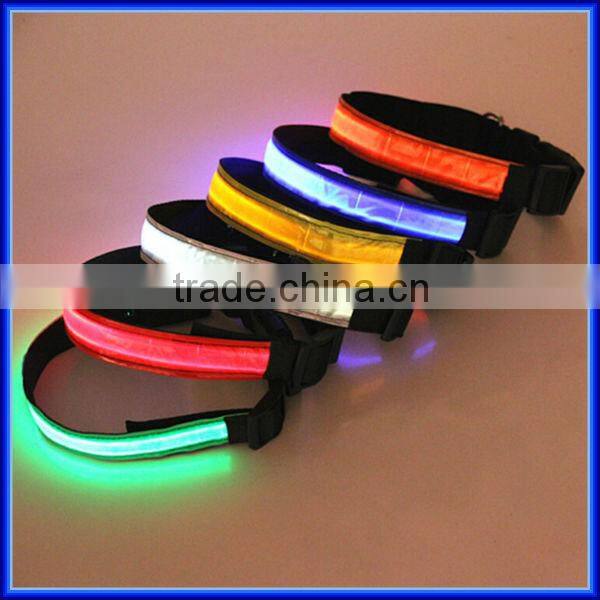 Wholesale adjustable flashing light waterproof led dog collar/Safety glowing christmas light led dog collar/led dog collar