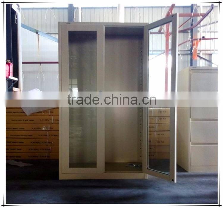 metal lockable cabinet with glass door, bookcase
