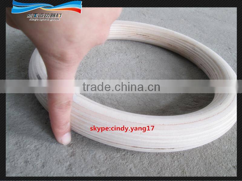 Hot Selling Wooden Gym gymnastic Ring with Strap