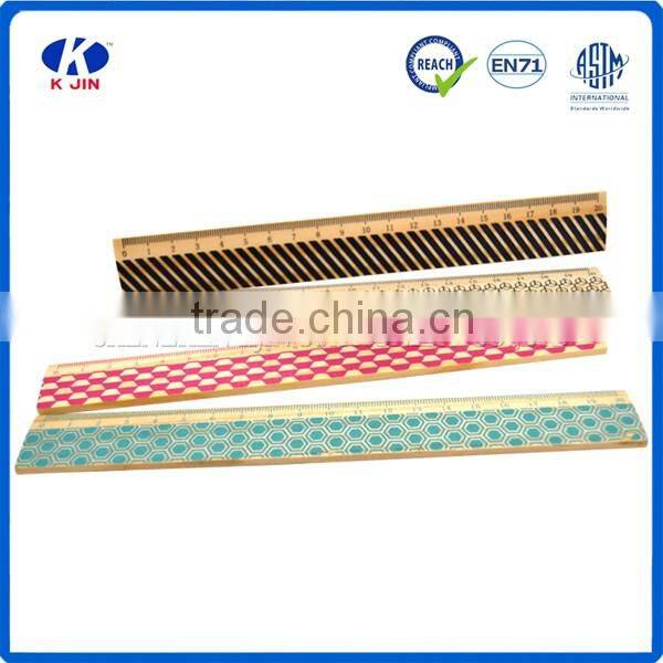 Wholesale OEM 15cm wooden straight rulers ruler with handle sticker wrapper