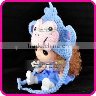 baby knitting winter hat in pig pattern