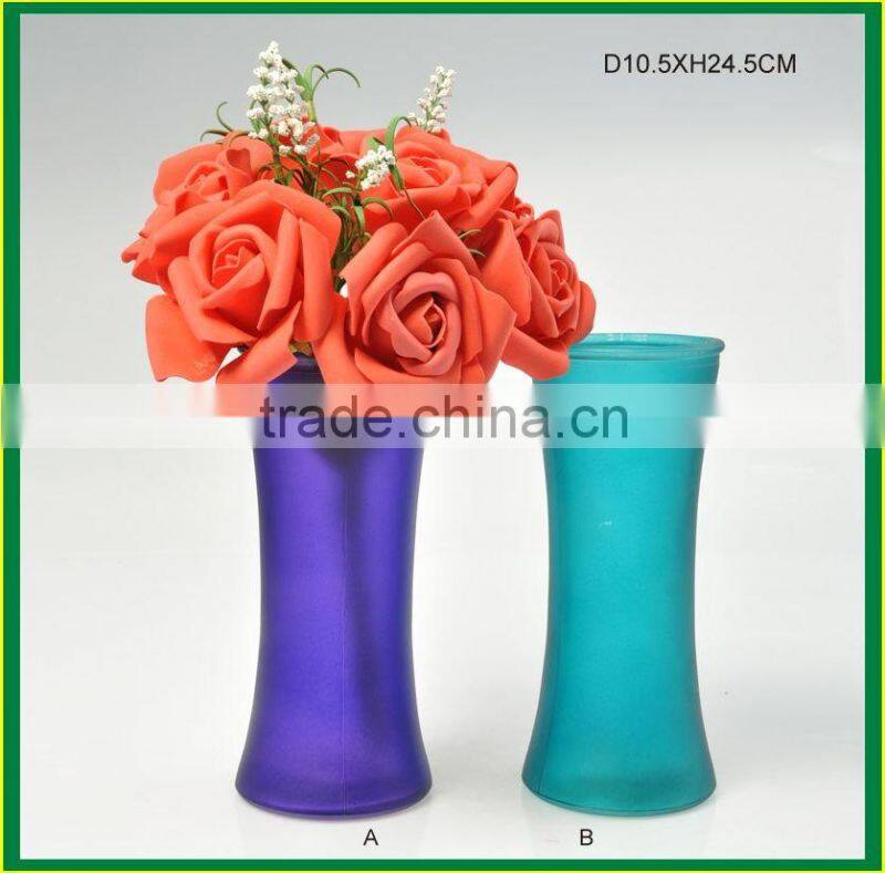 square purple glass vase for flower
