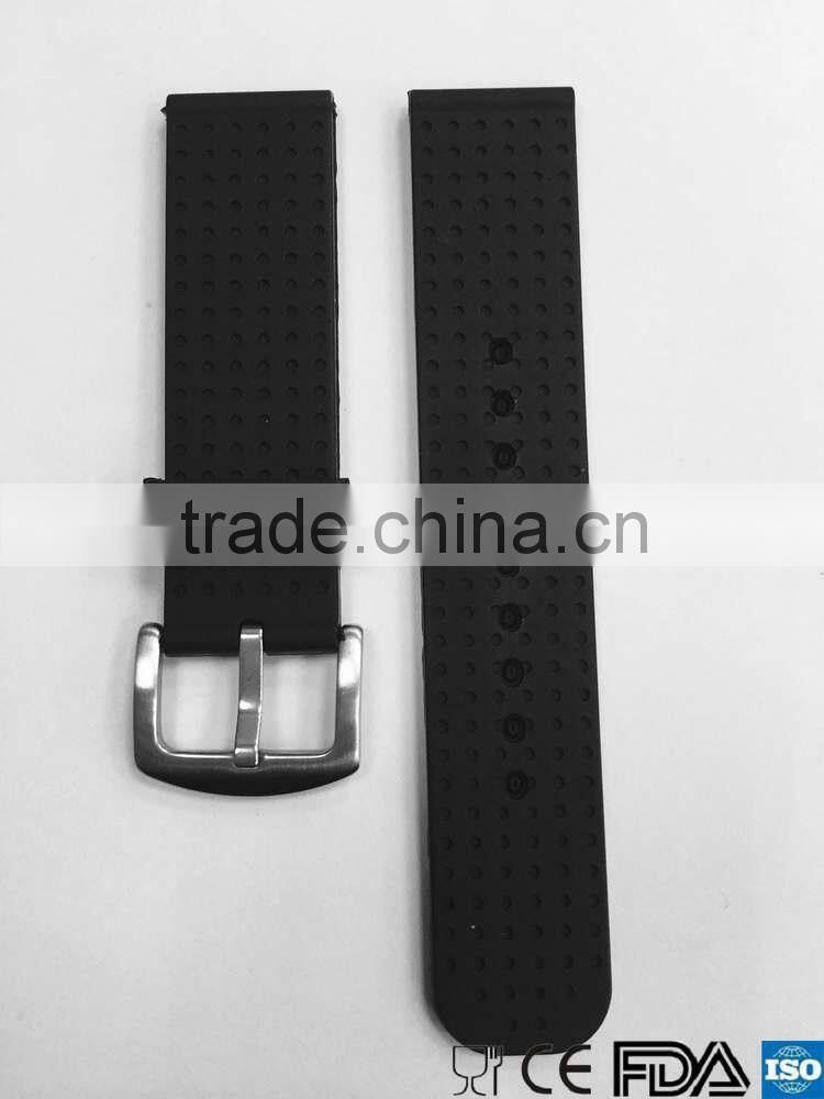 22MM Black Silicone Rubber Sport Watch Bands Straps