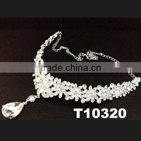 wedding bridal pearl crystal forehead tiara earring set