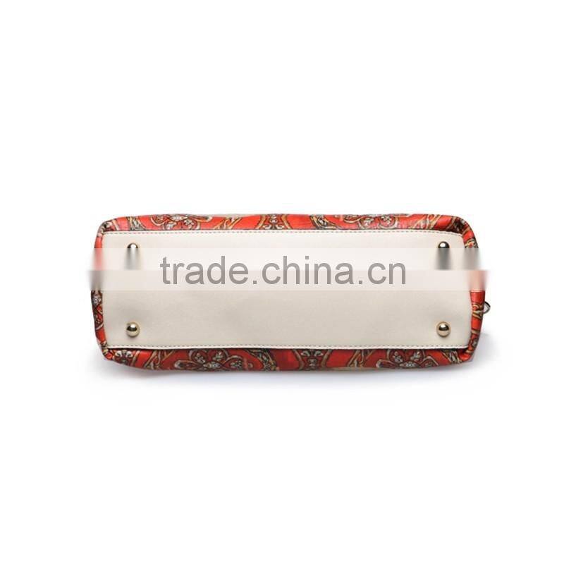 China supplier wholesale vintage printed handbags woman shoulder handbag