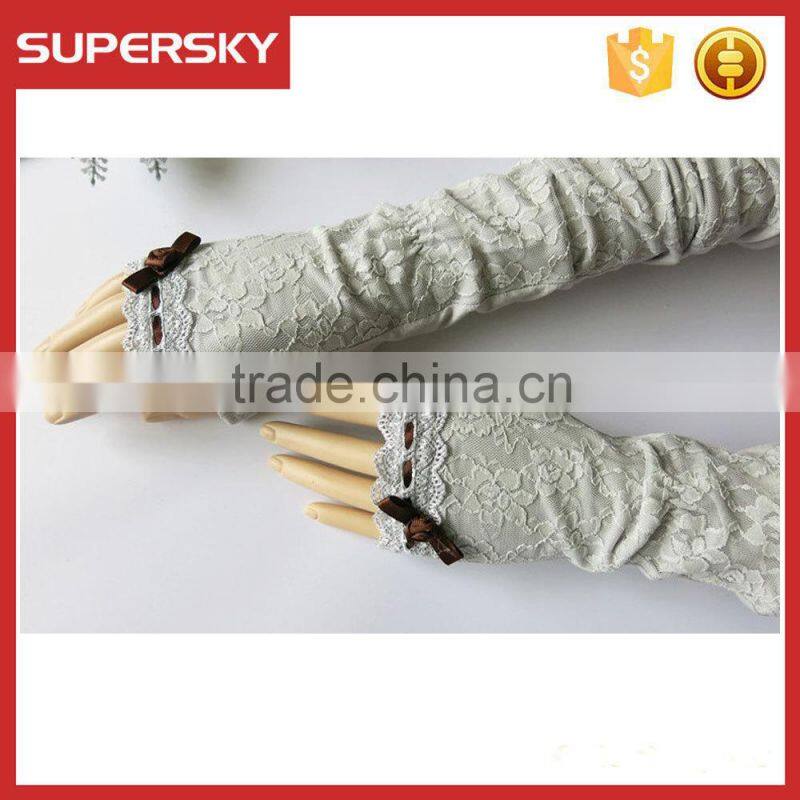 V-380 Wedding fingerless mesh lace wedding dressing bridal glove protection sun block daily gloves