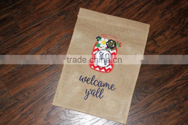 New arrival custom made decorative burlap outdoor garden flags monogrammed