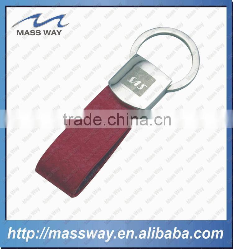 blank promotion hot sale metal zinc alloy brown leather keychain
