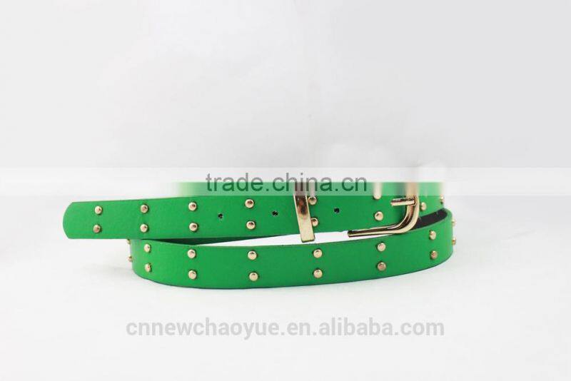 2015 new style hot-sale Fashion PU belts with two line rivets