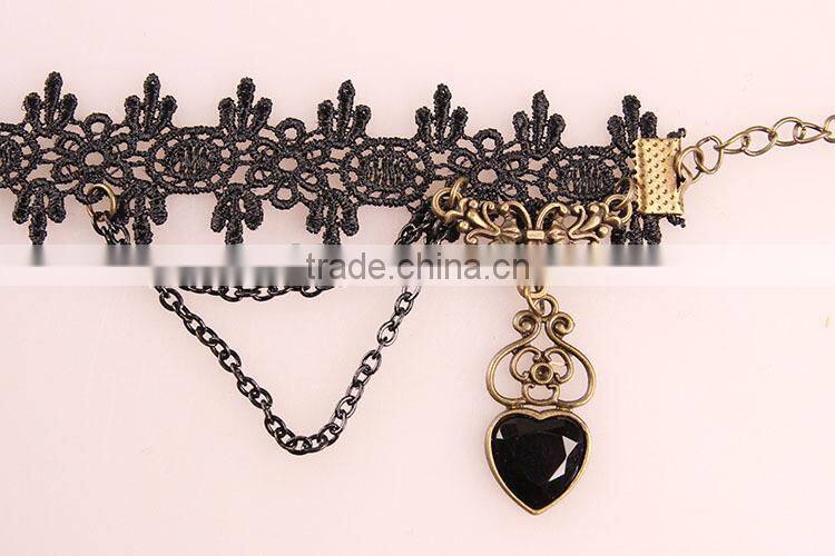 europe heart black lace imitation diamond jewelry