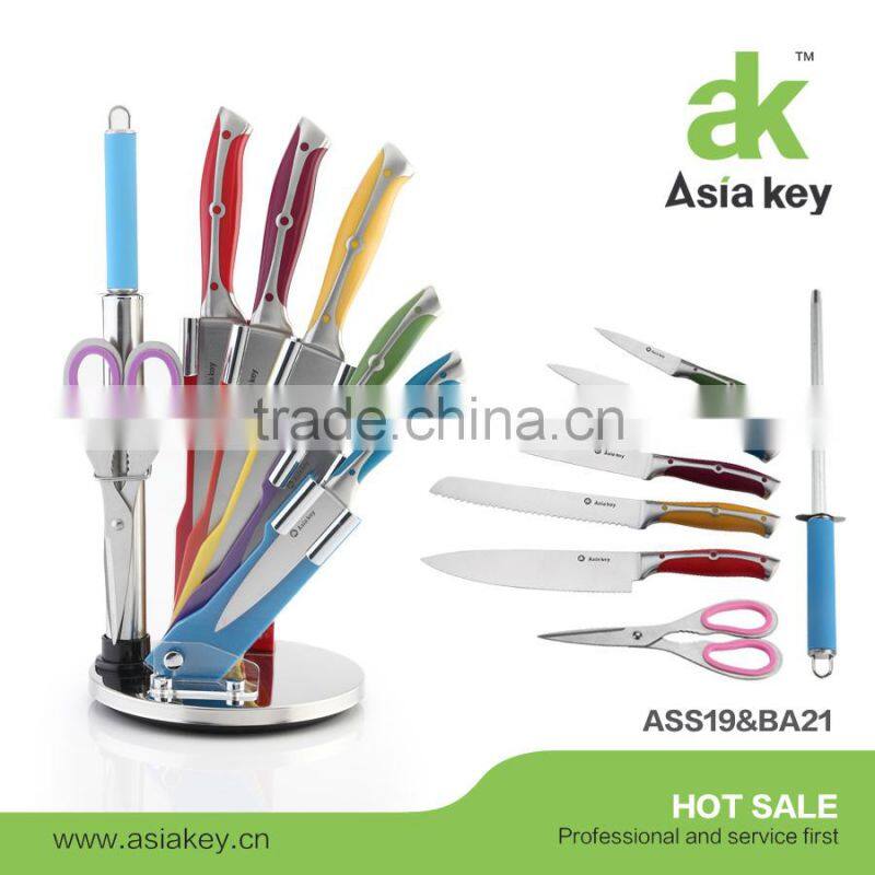 Elegant kitchen knife set silicone handle soft touch handle