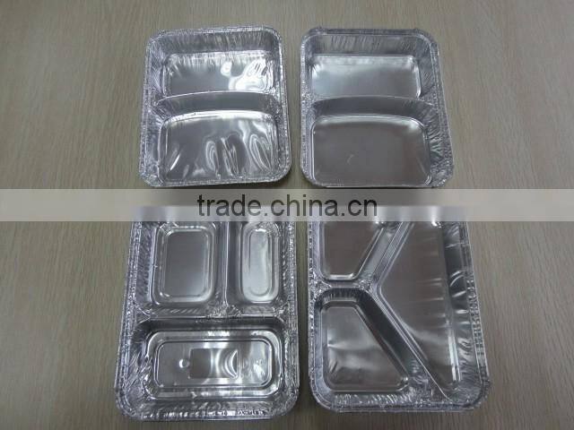Three divided aluminum foil container