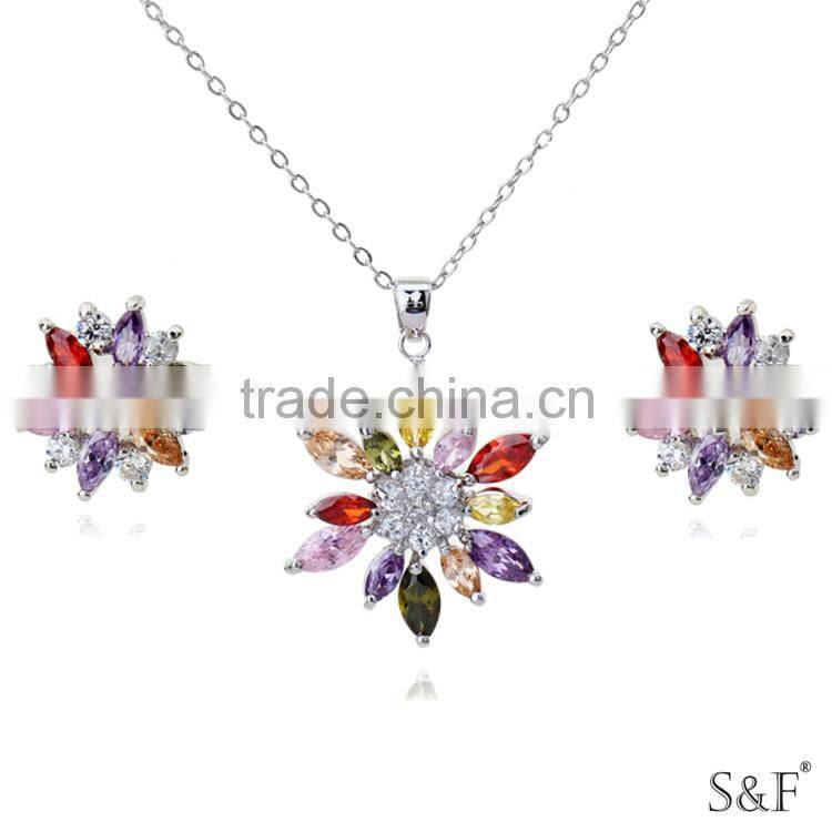 9q241315 African Beads Jewelry Set ,925 sterling silver jewelry wholesale set ,flower jewelry