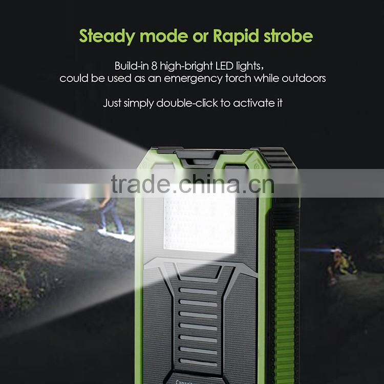 Best selling products solar power bank charger 20000mAh with LED light