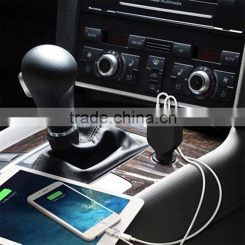 CE FCC high power quick charging 3 usb ports mobile phone car charger 36W 7.2A multi port usb car charger