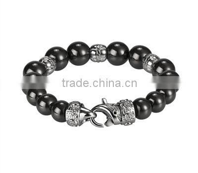 2016 fashion white ceramic beads jewelry bracelet with gold beads jewelry wholesale china