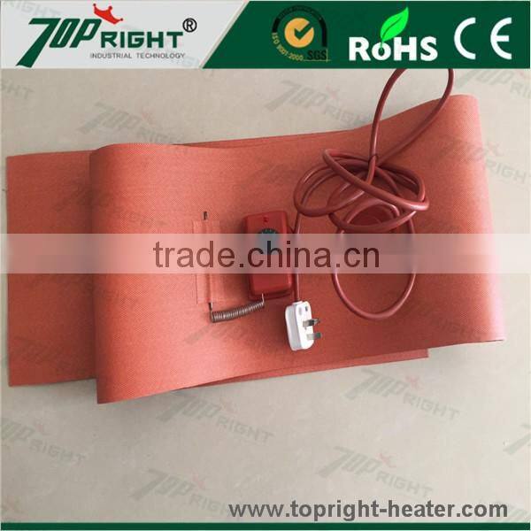 Flexible Spring Fixed Silicone Rubber Oil Tank Blanket Heater with Veclro and p
