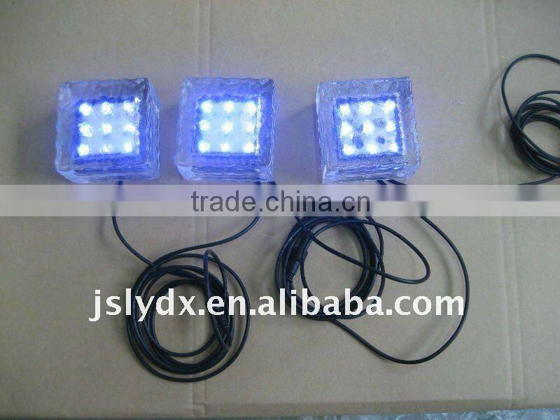 LED solar ice glass brick light RGB with remote-controller(10*10*5cm 3 pieces per set))