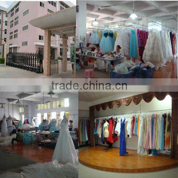 Chiffon wedding dress with 3/4 ( straight neckline )