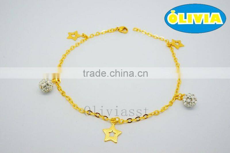 Olivia Jewelry Fashion Custom Wholesale Stainless Steel Stone Gold Anklets For Women