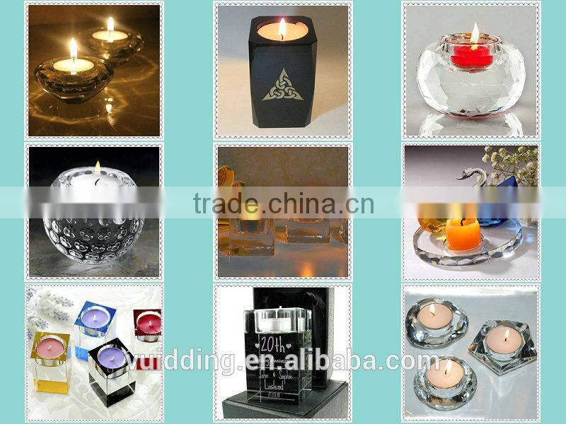 Round Blue Crystal Candle Holder For Wedding Favor