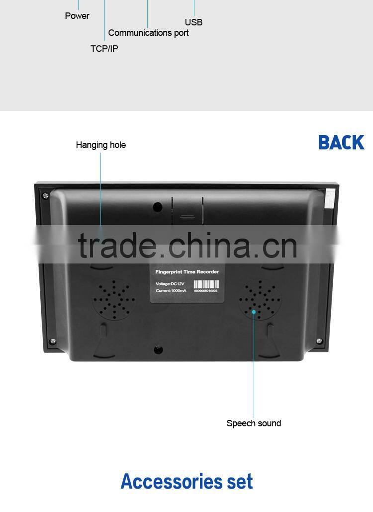 Fingerprint capacity: 1500 Storage Capacity:100000 biometric fingerprint sensor with TCP/IP OC054-10