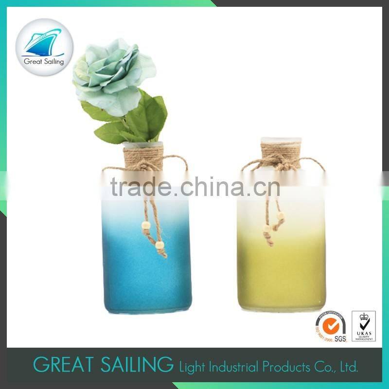 spring season frosted glass colored glass vases wholesale with bowknot