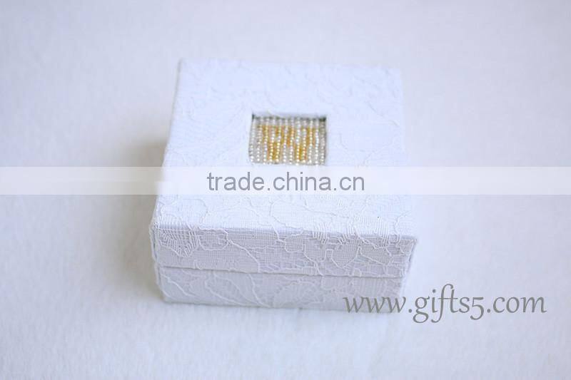 Unique creative ring boxes wedding ring bearer box with beaded name plate of W