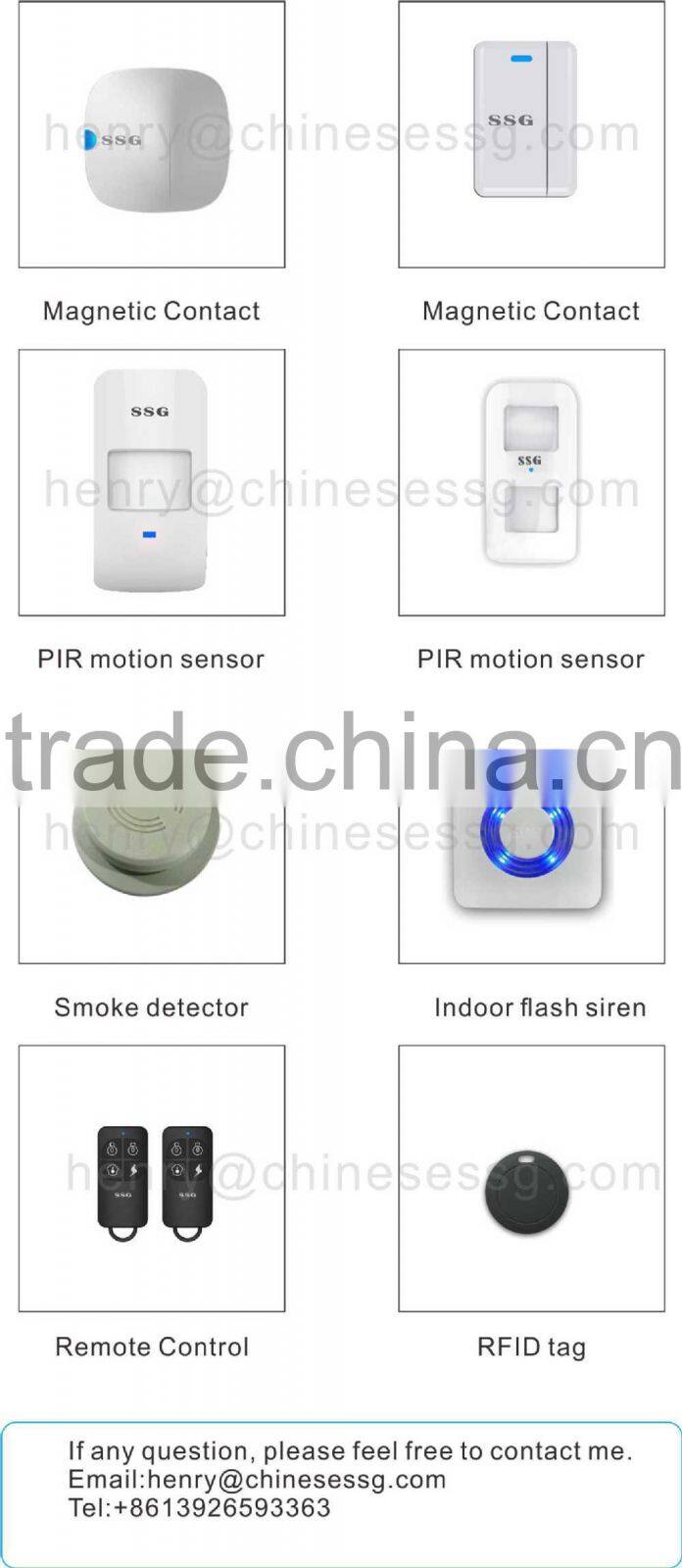 Multi-language Dual Network PSTN GSM DIY burglar alarm systems with LCD dislay Touch Keypad and free APP operated
