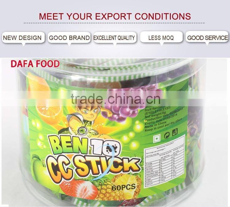 PVC jar packing sour ben 10 cc stick candy