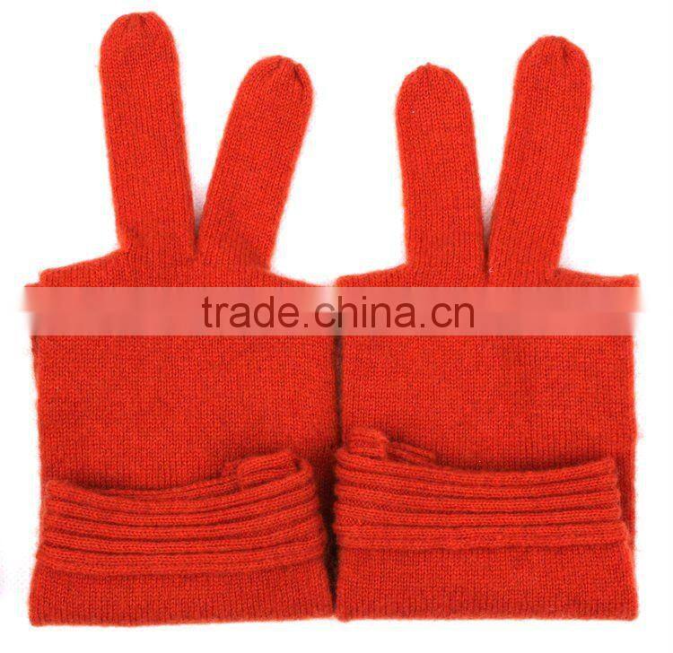 Woman's 100%Wool knitted Gloves/mittens with buckle decoration