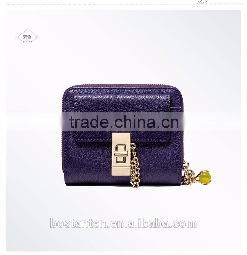 customized hasp open wallet women genuine leather coin hand purse