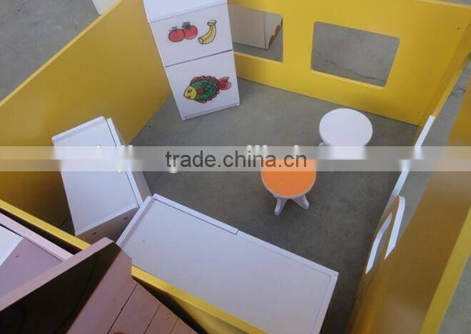 Kitchen dollhouse kids education toys fireboard wooden doll house