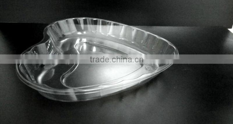 High quality plastic fruit plate heart type snack container