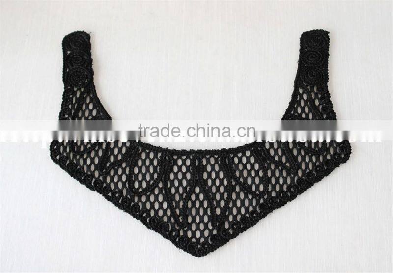 new arrival white and black flower pattern embroidery collar lace applique for lady garment
