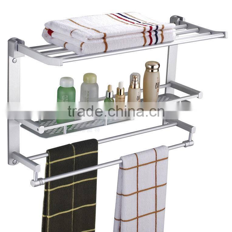Wall Mounted Towel Rack Bathroom Hotel Rail Holder Storage Shelf Stainless Steel