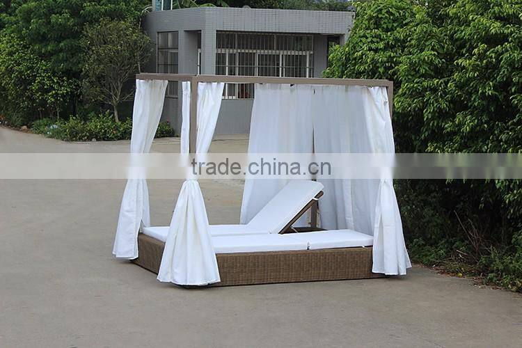 Wicker Furniture Quadrate Double Fabric Sun Loungers
