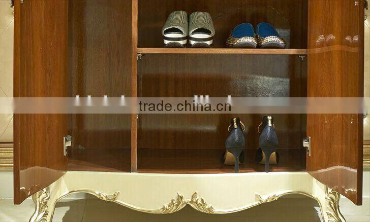 European Style Luxury Shoe Cabinet, Beautiful Painting Wood Carved Shoe Cupboard, Shoe Rack with Drawers (BF01-ML041)