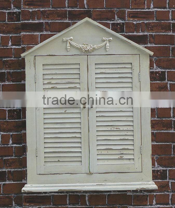Wooden frame opening window mirror antique blue shabby chic style