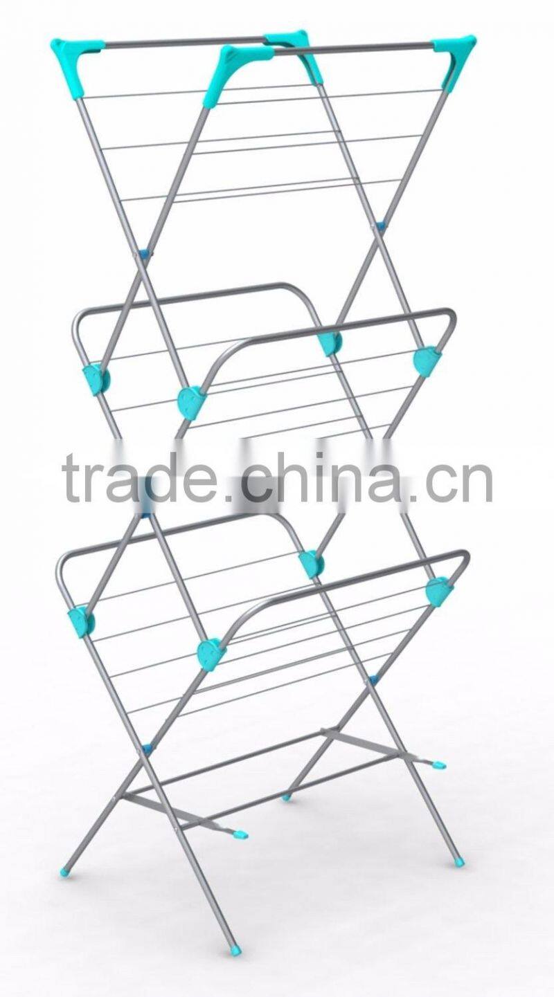multi color clothes garment drying hanger rack and Large Capacity Rack with 3 Levels and Bar for Sheets