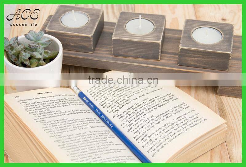 Rustic wooden candle holder for home decoration