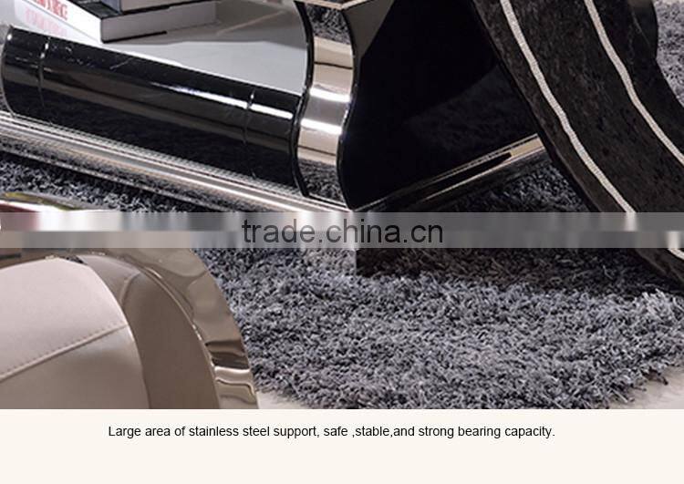 C384 Stainless Steel Marble Top glass Coffee Table